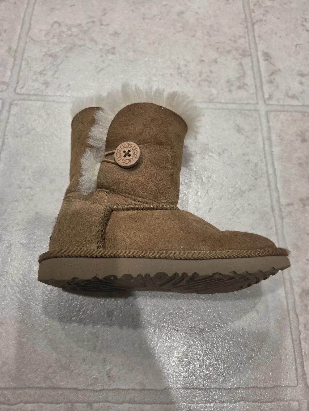 Kids Ugg Bailey Button Cozy Shearling-Lined Winter Boots - Brown
